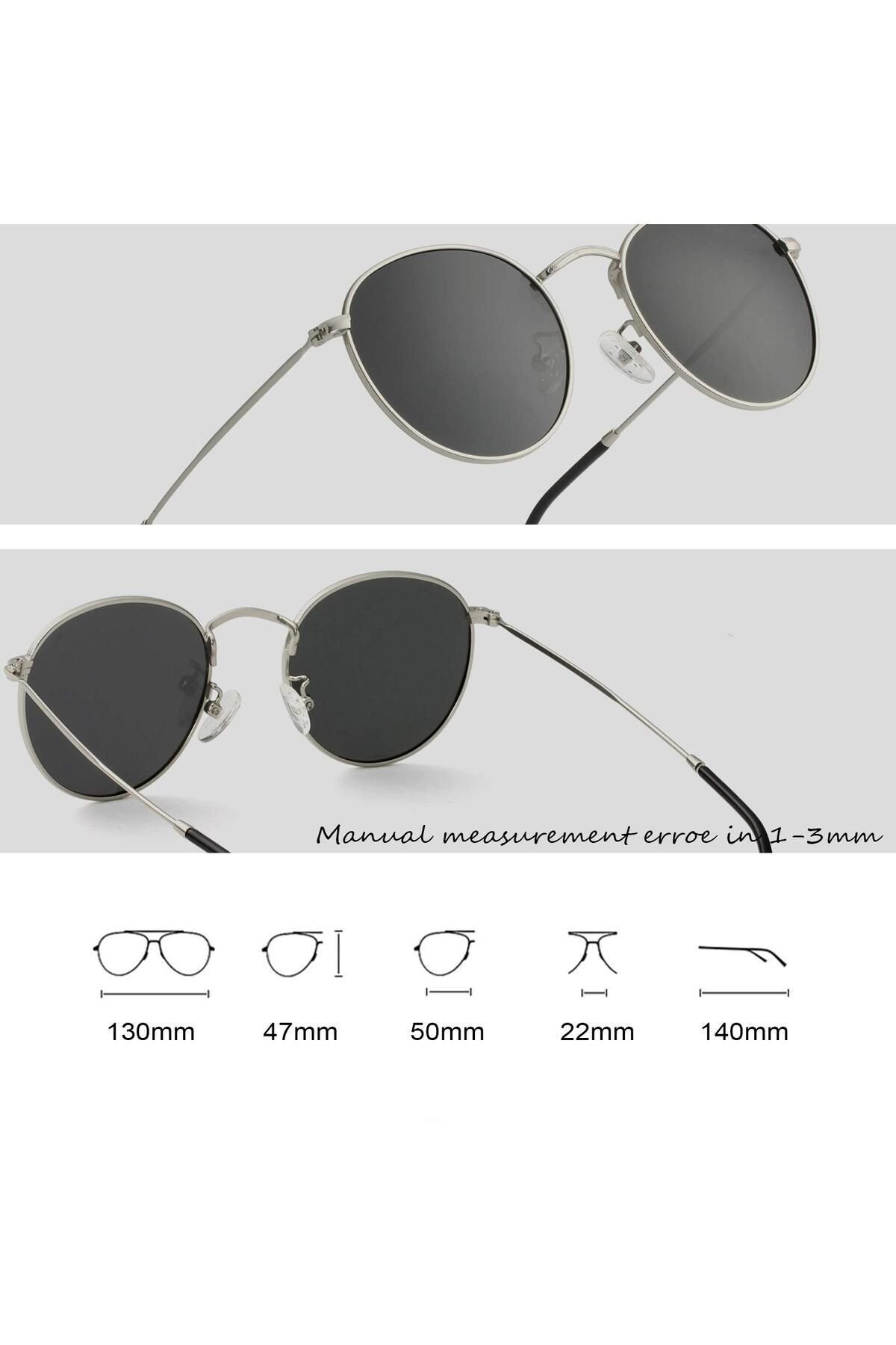 Round Metal Rose-Siyah Yuvarlak Erkek Güneş Gözlüğü