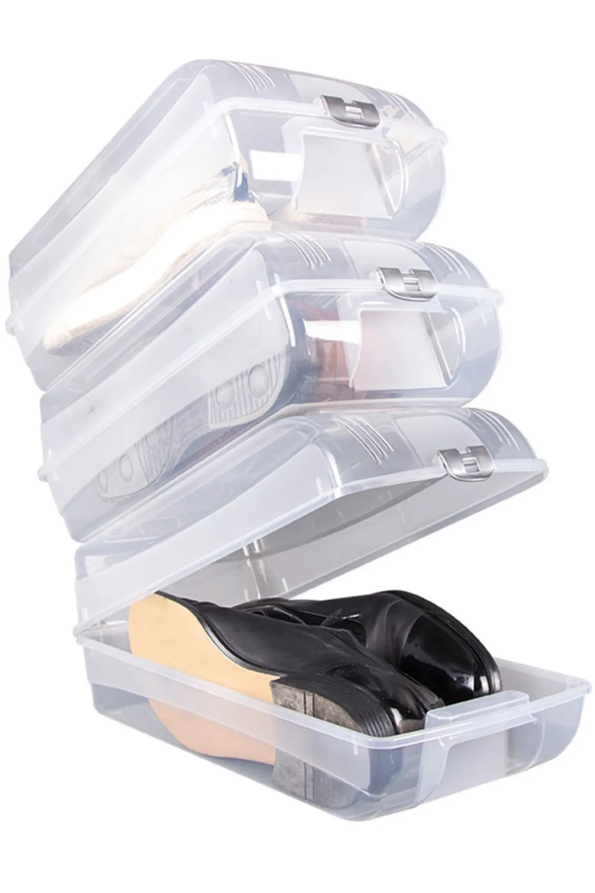 Şeffaf Kadın Ayakkabı Saklama Kutusu 10 Adet