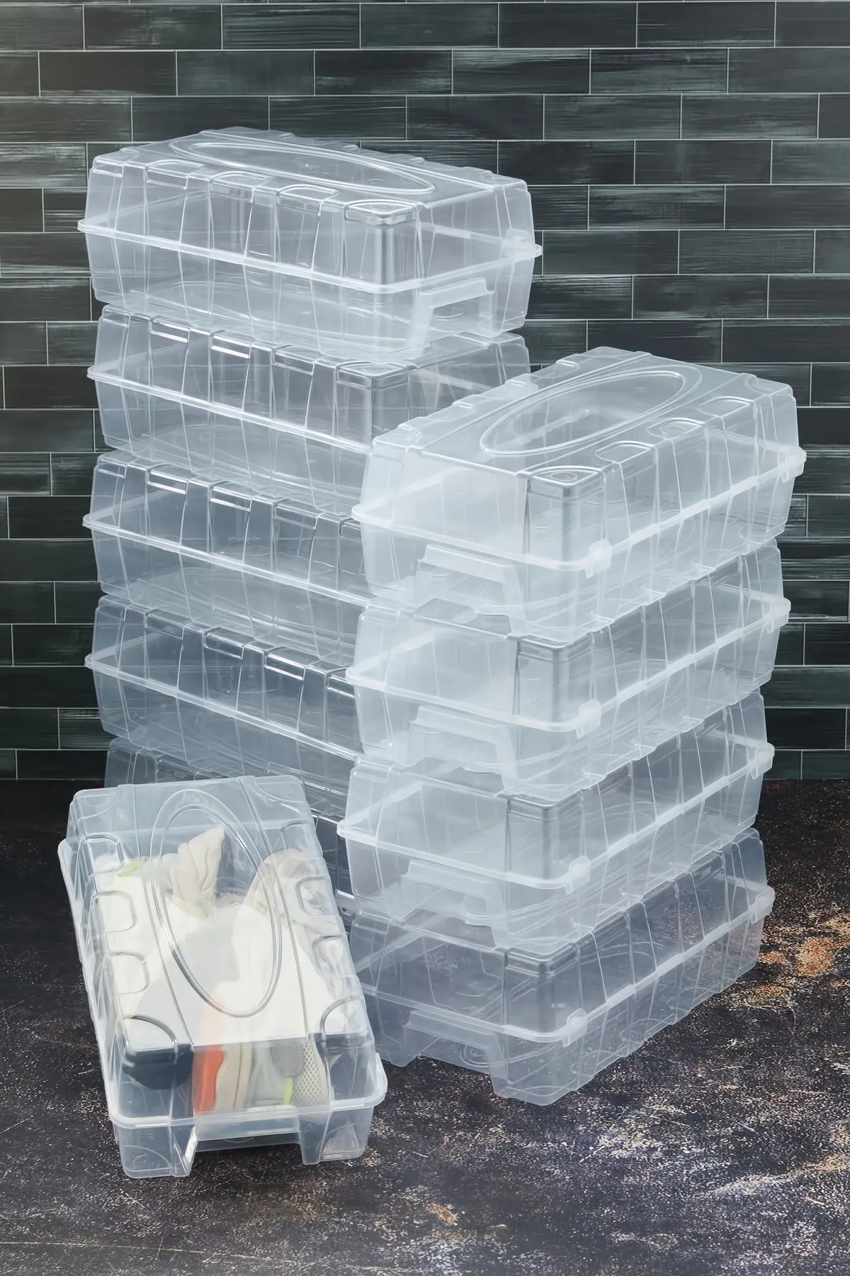 Şeffaf Kadın Ayakkabı Saklama Kutusu 10 Adet