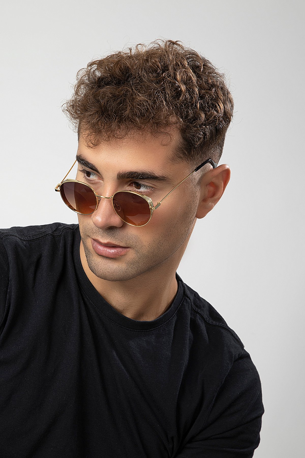 Siperlikli Round Metal Erkek Güneş Gözlüğü