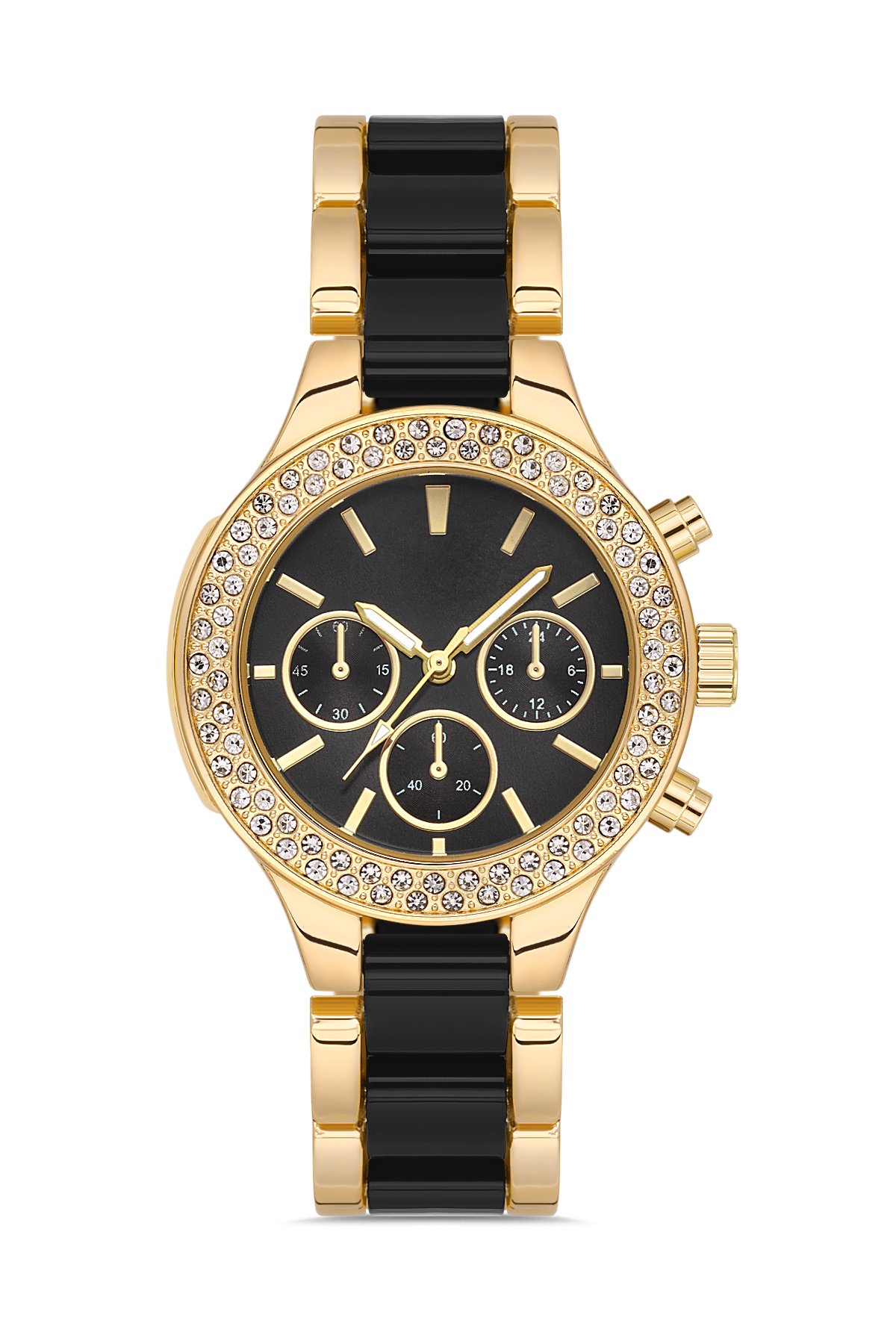 Siyah Taşlı Dekoratif Kadran Şık Kadın Kol Saati