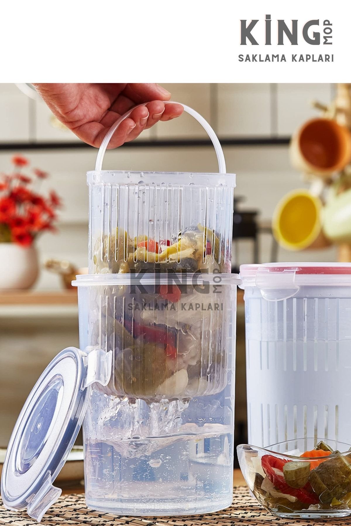 Süzgeçli Derin Saklama Kabı (zeytinlik, Turşuluk) 1.5lt