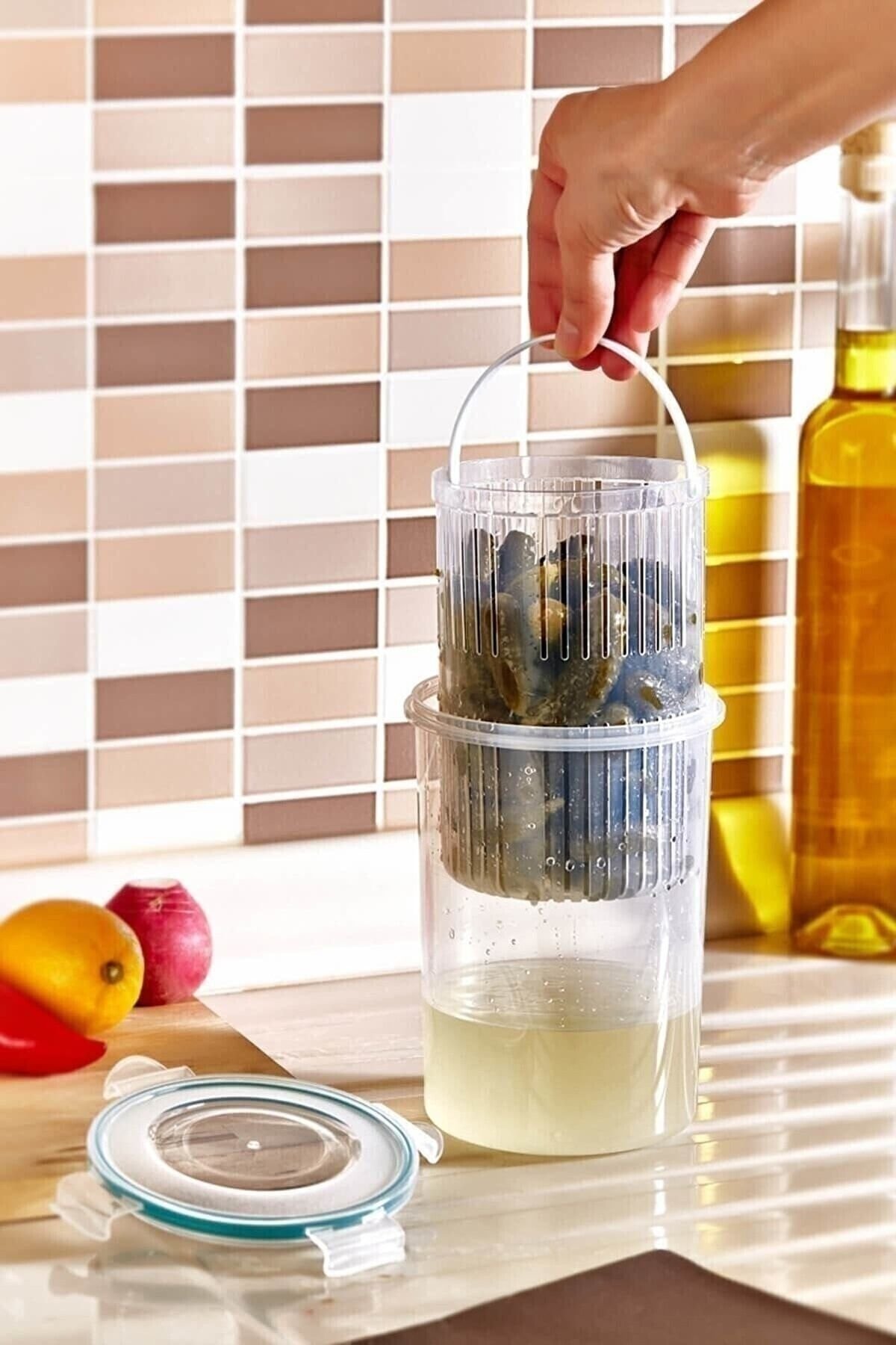 Süzgeçli Derin Saklama Kabı (zeytinlik, Turşuluk) 1.5lt