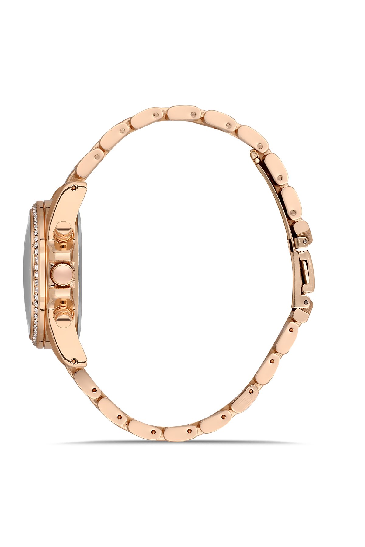 Taşlı Dekoratif Kadran Metal Kordon Rose Gold Kadın Kol Saati