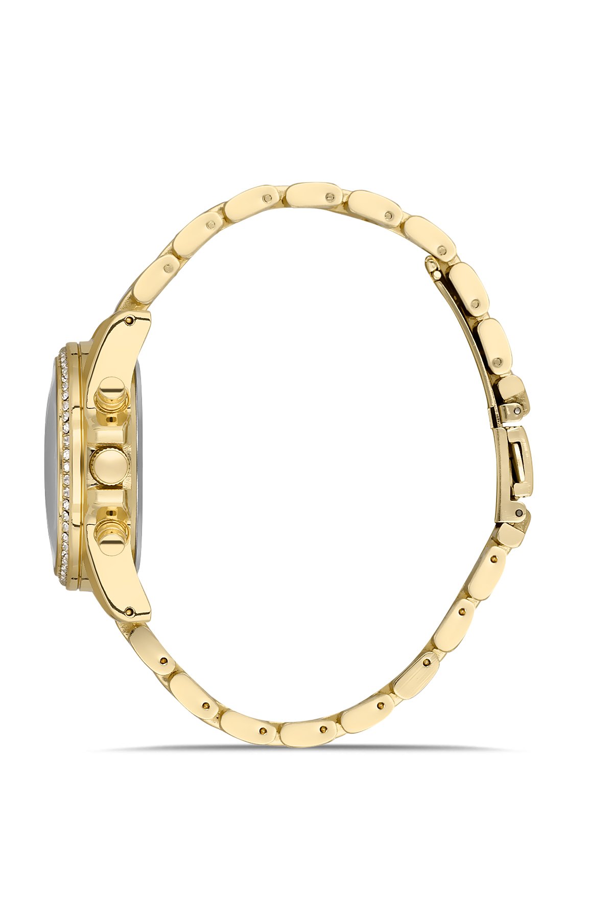 Taşlı Tasarım Dekoratif Kadran Şık Gold Kadın Kol Saati