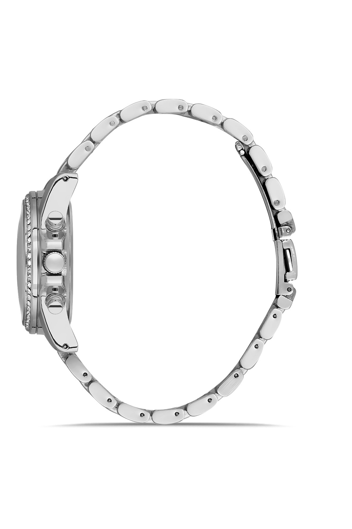 Taşlı Tasarım Dekoratif Kadran Şık Gümüş Kadın Kol Saati