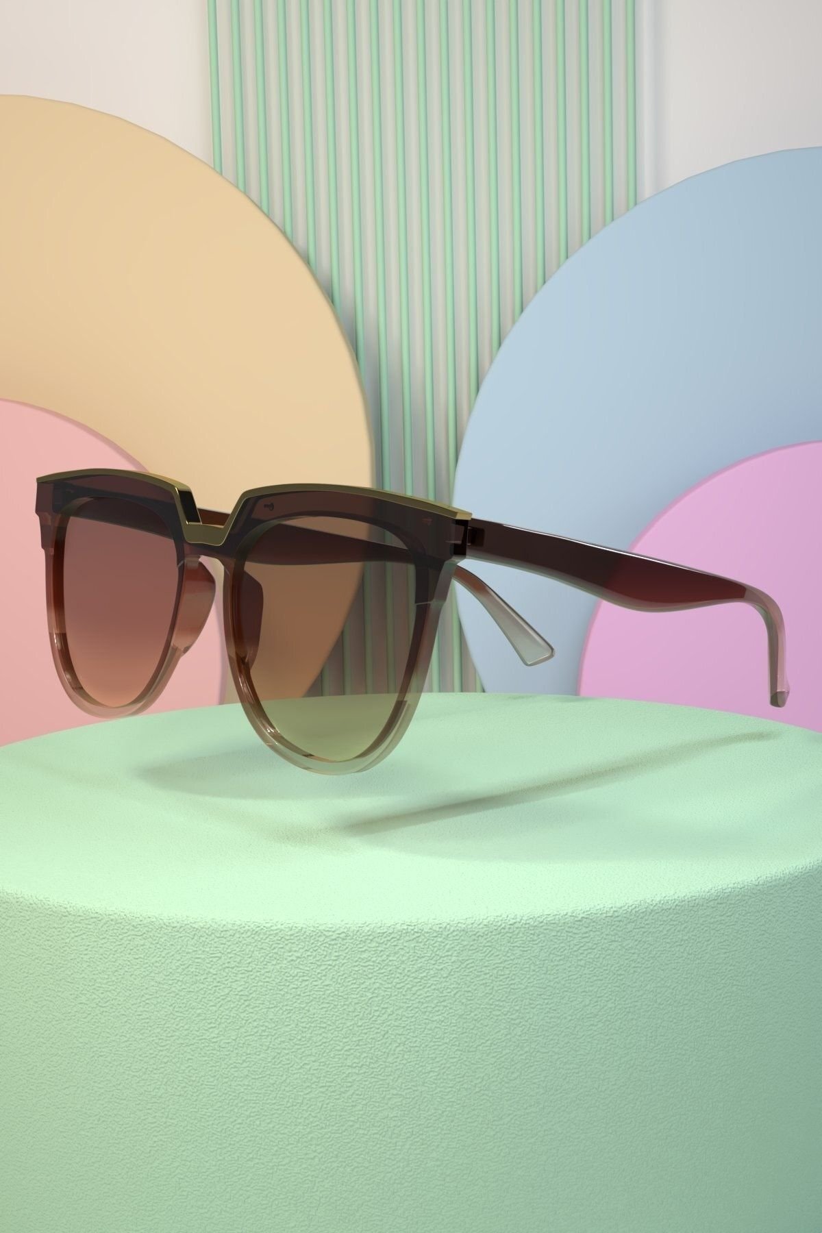 Timeless Zamansız Tasarım Metal Detaylı Kahverengi Kadın Güneş Gözlüğü