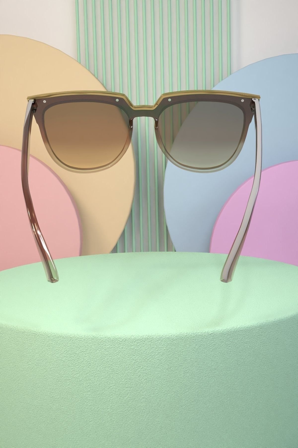 Timeless Zamansız Tasarım Metal Detaylı Kahverengi Kadın Güneş Gözlüğü