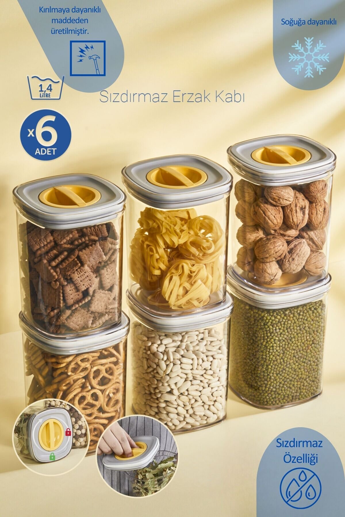 Vakumlu Kapak 6 Adet Saklama Kabı