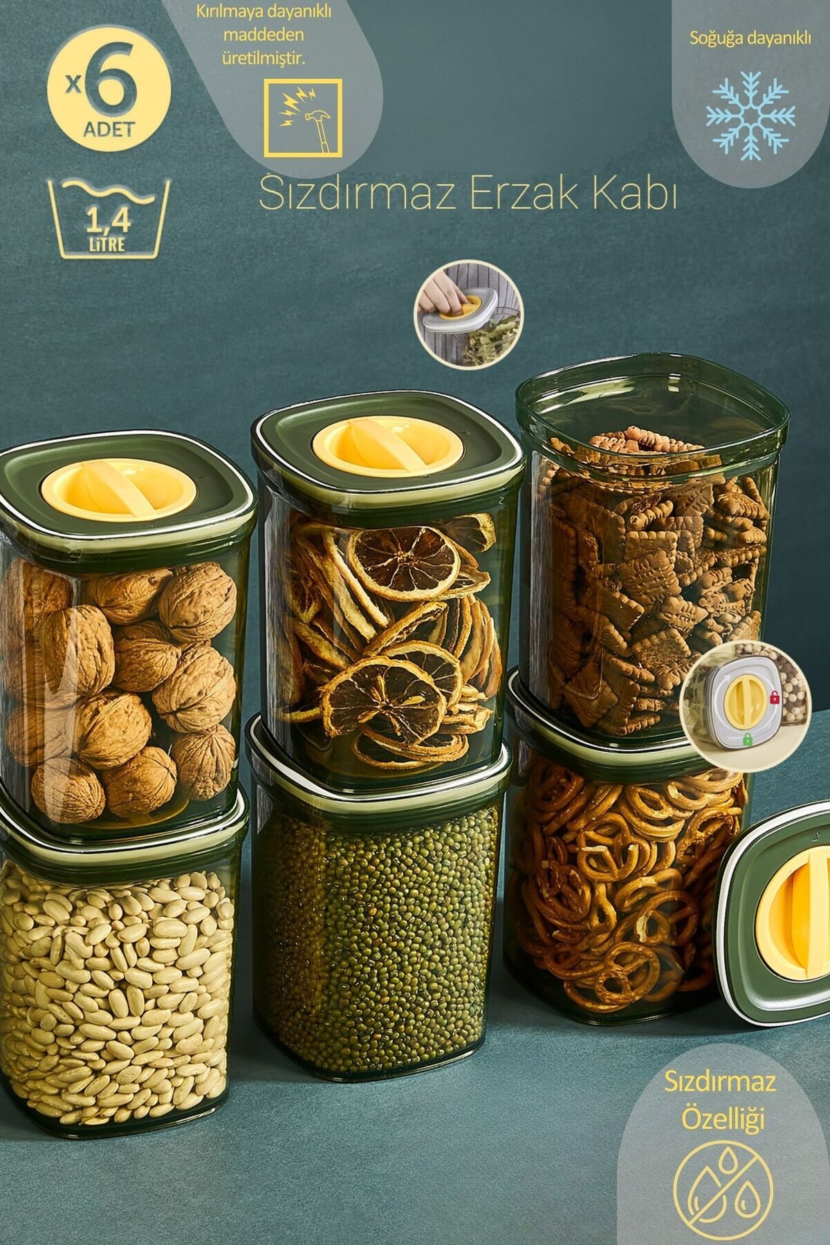 Vakumlu Kapak 6 Adet Saklama Kabı