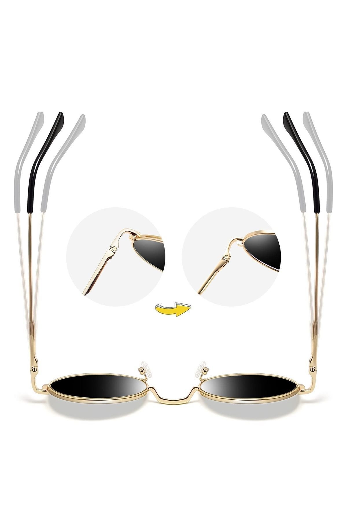 Zeda Yuvarlak Model Metal Çerçeve Gold-Siyah Erkek Güneş Gözlüğü