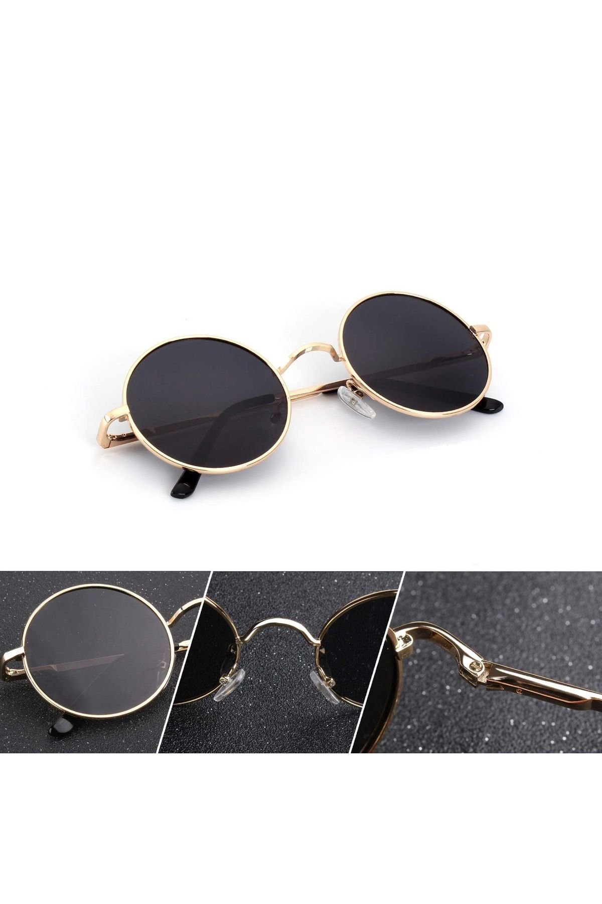 Zeda Yuvarlak Model Metal Çerçeve Gold-Siyah Erkek Güneş Gözlüğü