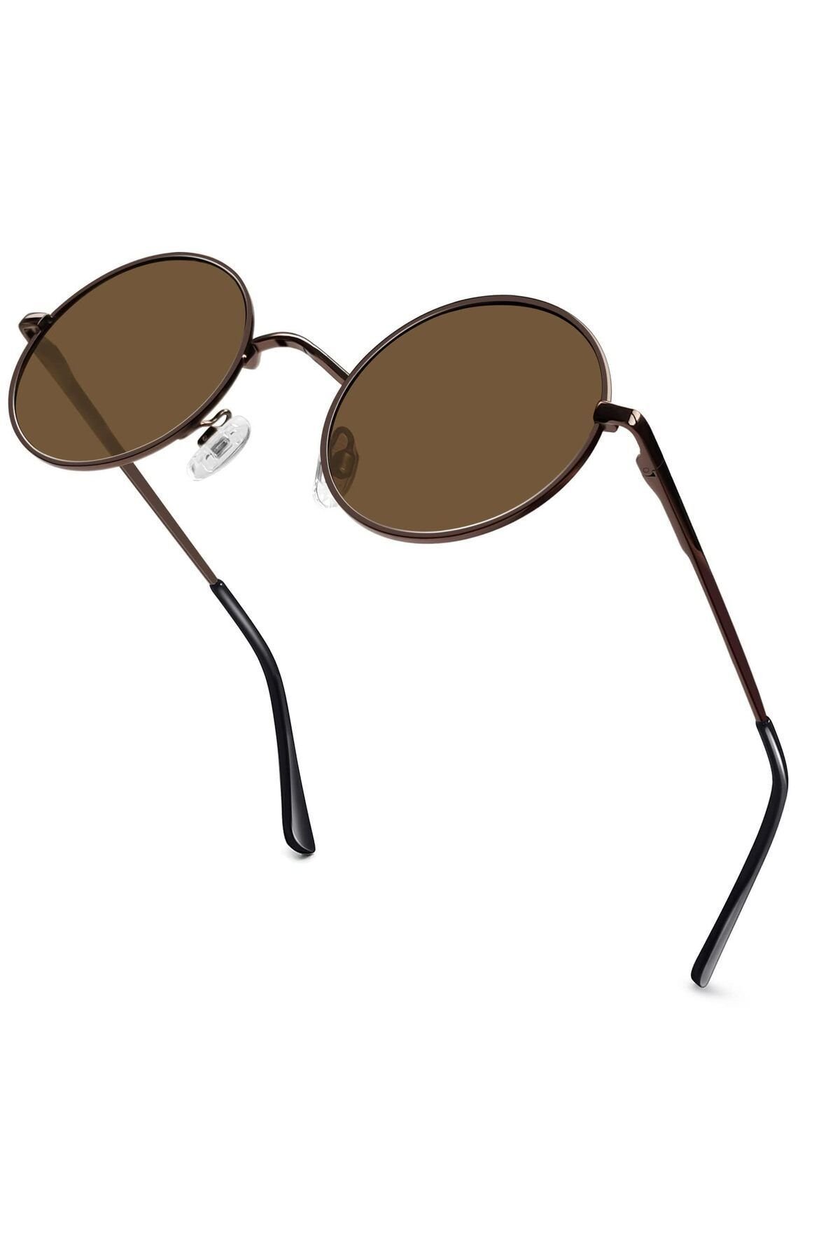Zeda Yuvarlak Model Metal Çerçeve Kahverengi Erkek Güneş Gözlüğü