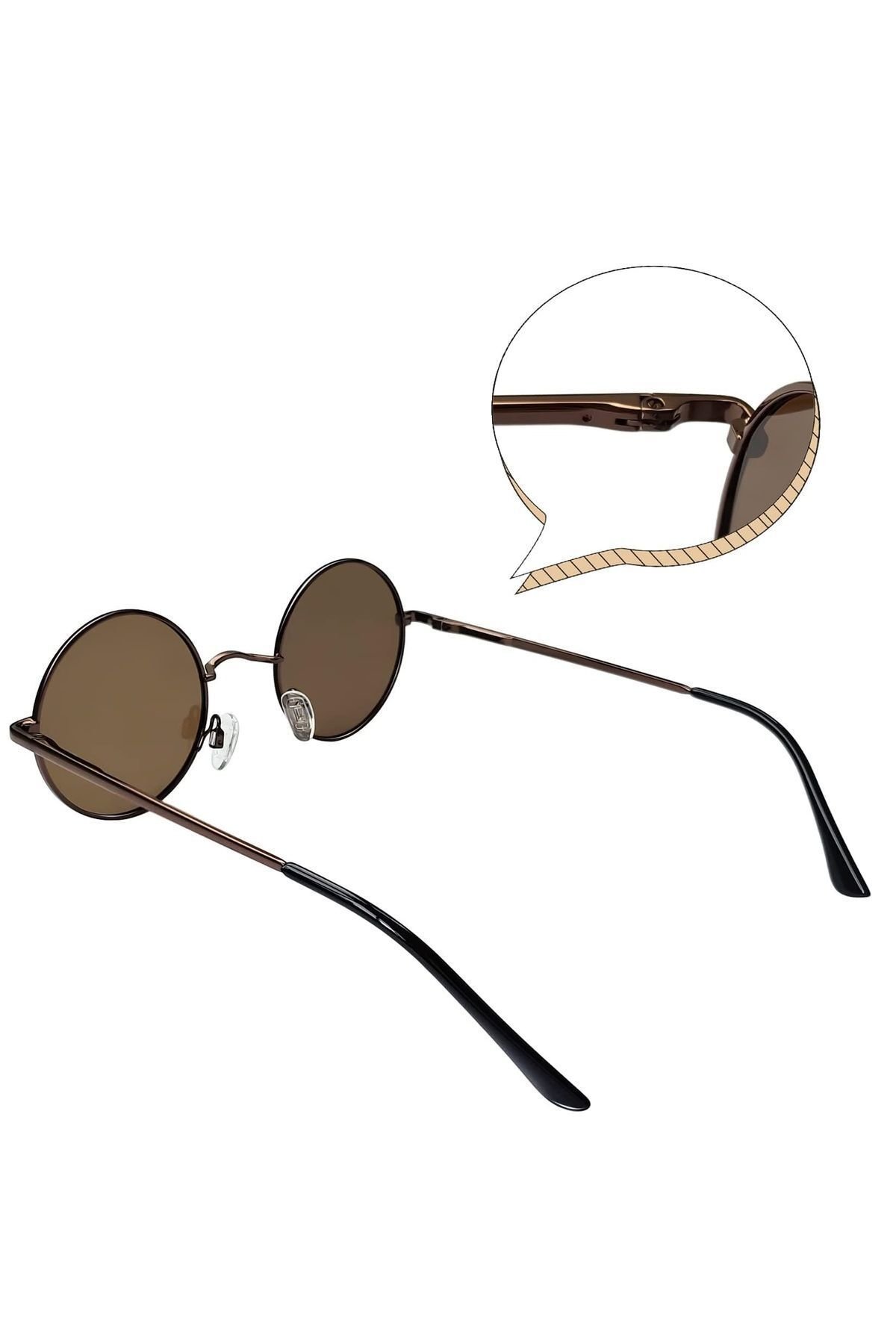 Zeda Yuvarlak Model Metal Çerçeve Kahverengi Erkek Güneş Gözlüğü