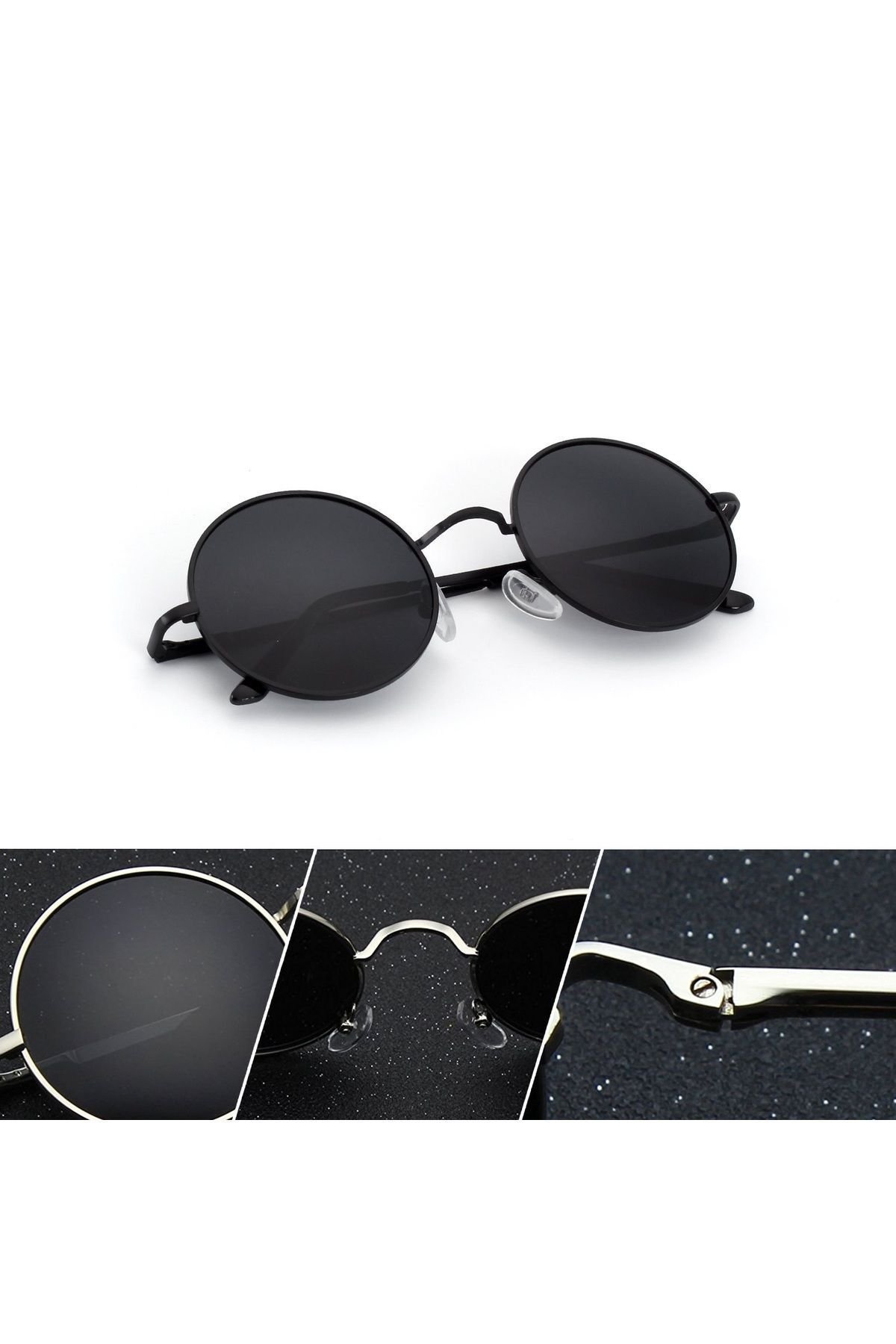 Zeda Yuvarlak Model Metal Çerçeve Siyah Erkek Güneş Gözlüğü