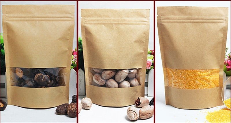 Kraft Malzemeli Pencereli Zipli Doypack poşet-500 gr.