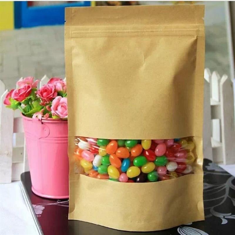 Kraft malzemeli pencereli doypack poşet- 500 adet