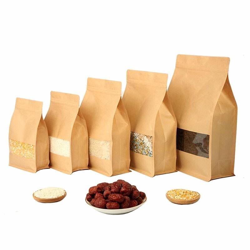Pencereli Kraft Flat Bottom doypak poşet 500 gr.-500 Adet