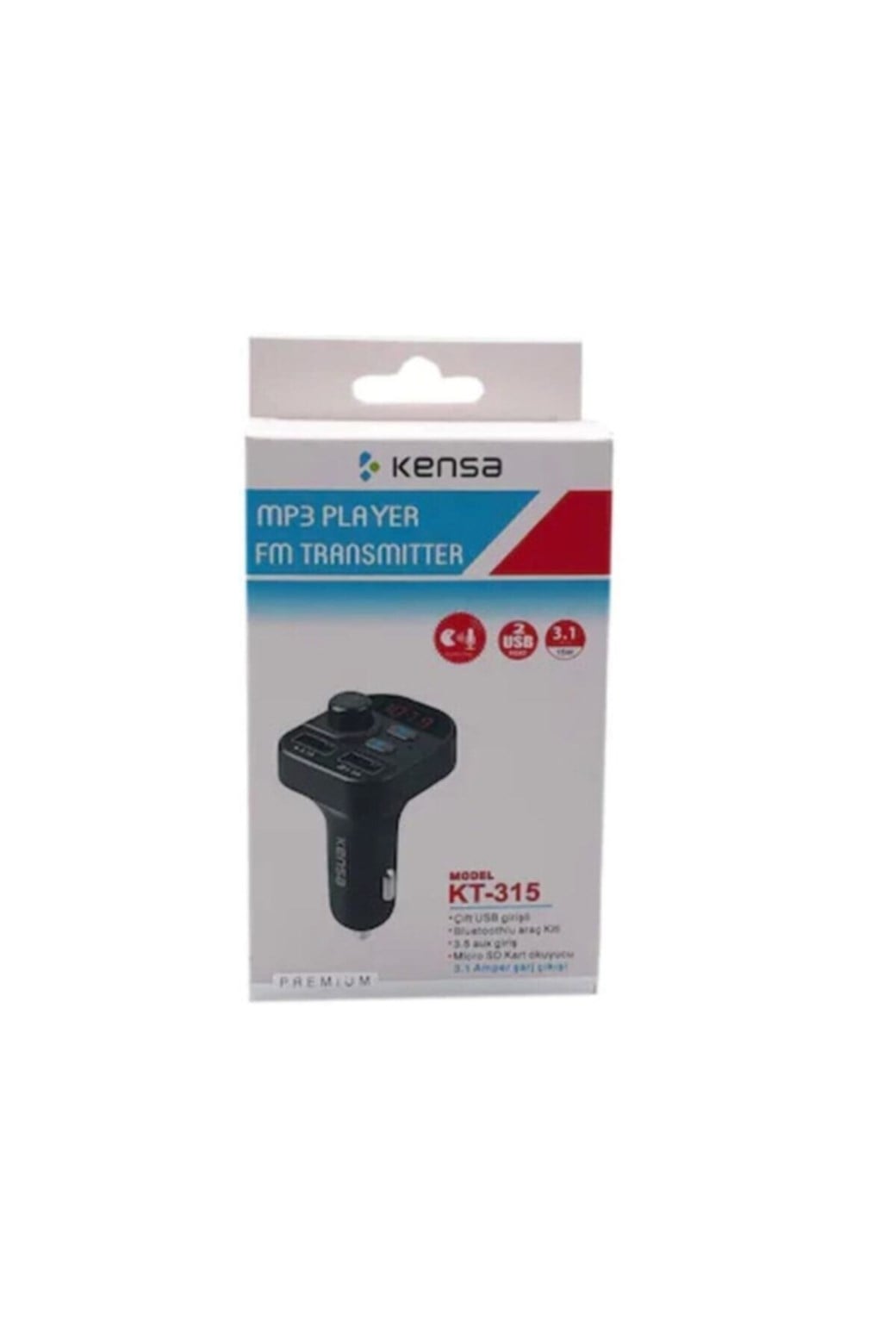 3,1 ÇİFT USB FM TRANSMITTER HANDS FREE CAR KİT KT-315 SİYAH