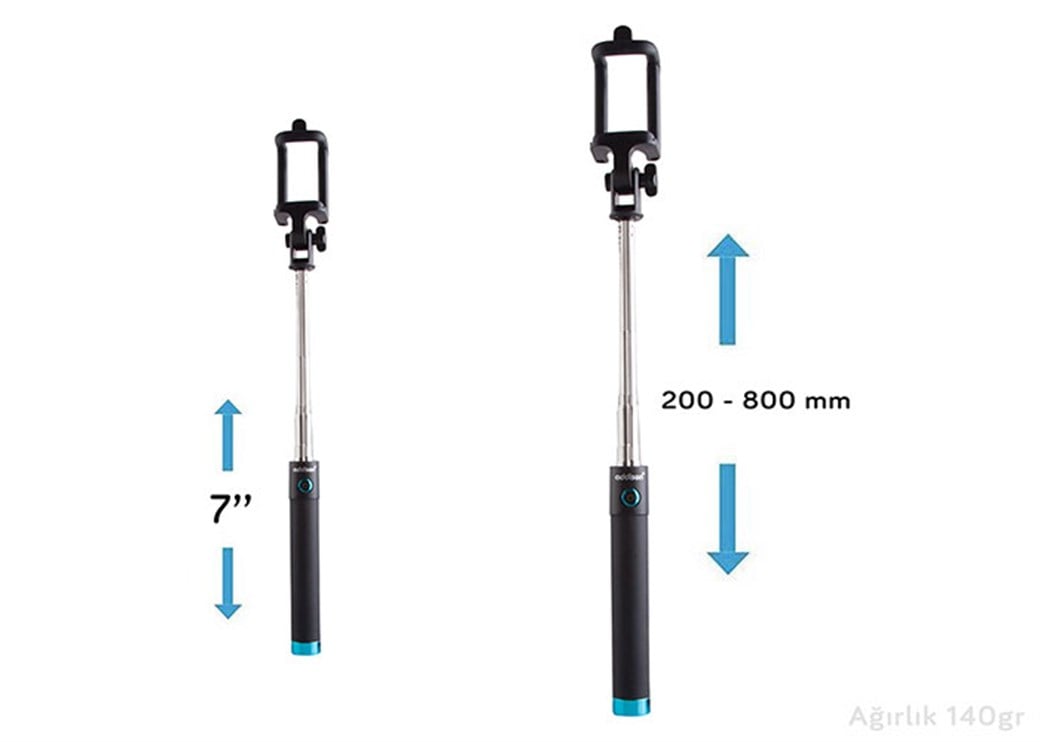 Addison AD-S32 Kablolu Siyah/Mavi Selfie Çekim Çub