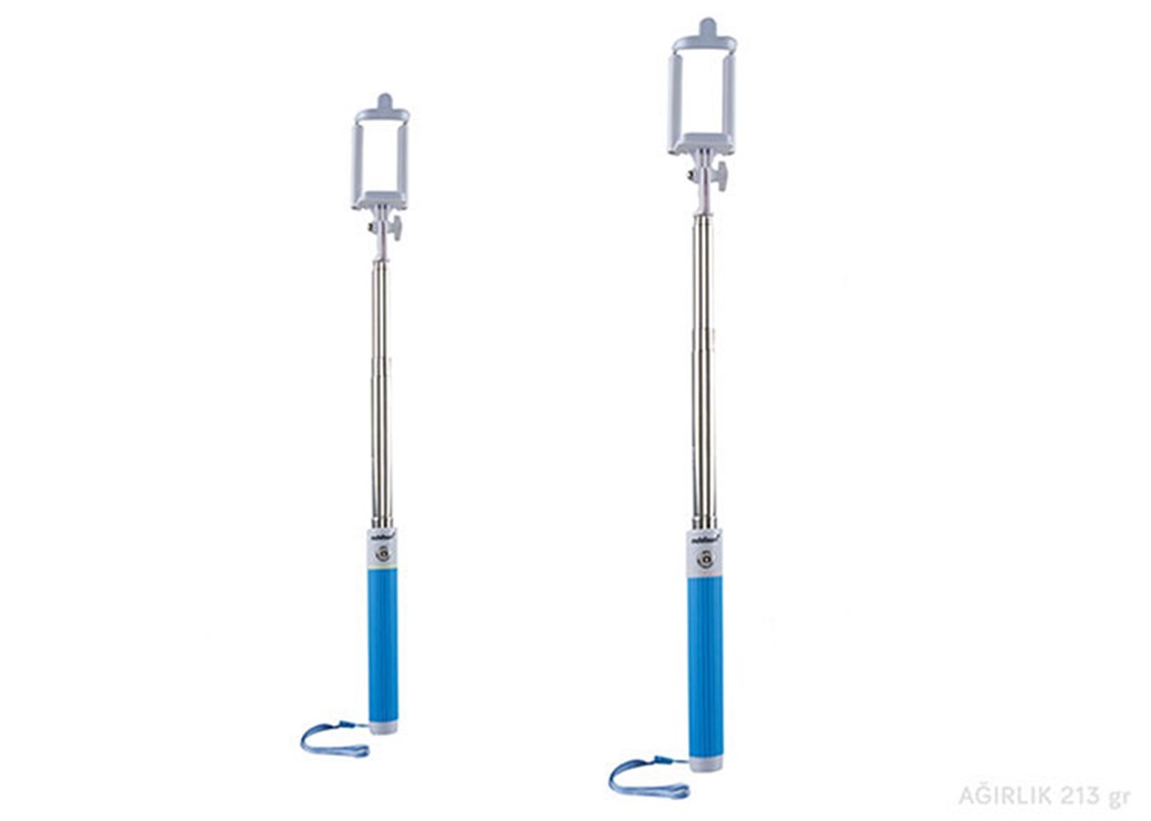 Addison AD-S33 Kablolu Beyaz/Mavi Selfie Çekim Çub