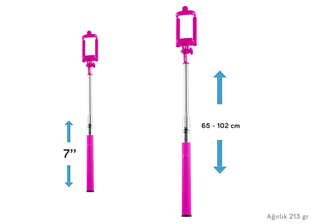 Addison AD-S36 Kablolu Pembe Selfie Çekim Çubuğu