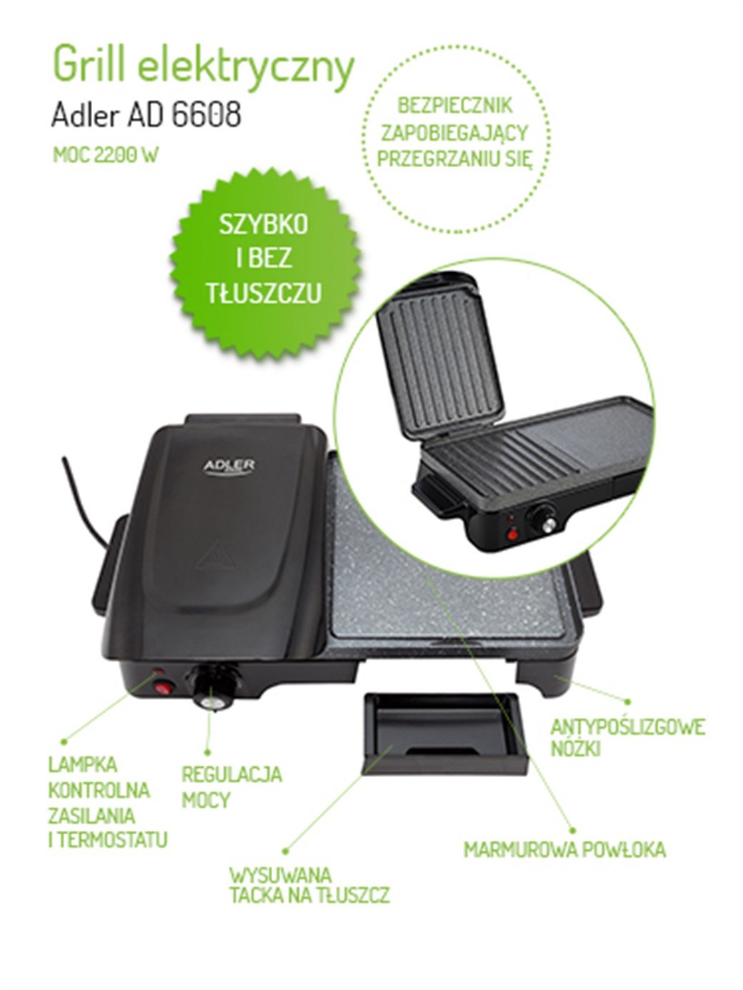 ADLER AD 6608 ELEKTRİKLİ IZGARA MAKİNESİ