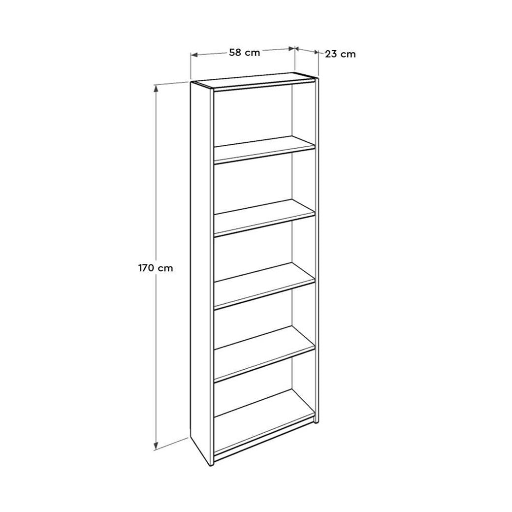 ADORE KTP-150-CZ-1  5 RAFLI KİTAPLIK CEVİZ 58X170X