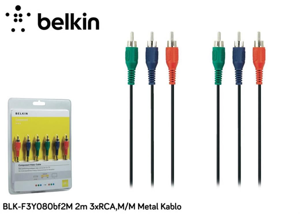 Belkin BLK- F3Y080bf2M 2m 3xRCA,M/M Metal Kablo