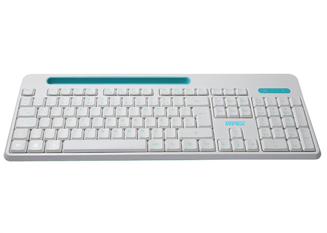 Everest ELITE KM-6388 Beyaz/Mavi Kablosuz LC Layout Multimedia Klavye + Mouse Set
