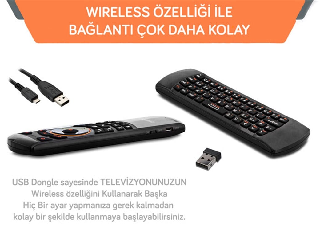 Everest KB-05 Siyah Usb Air Mouse Akıllı Tv Kum. Q