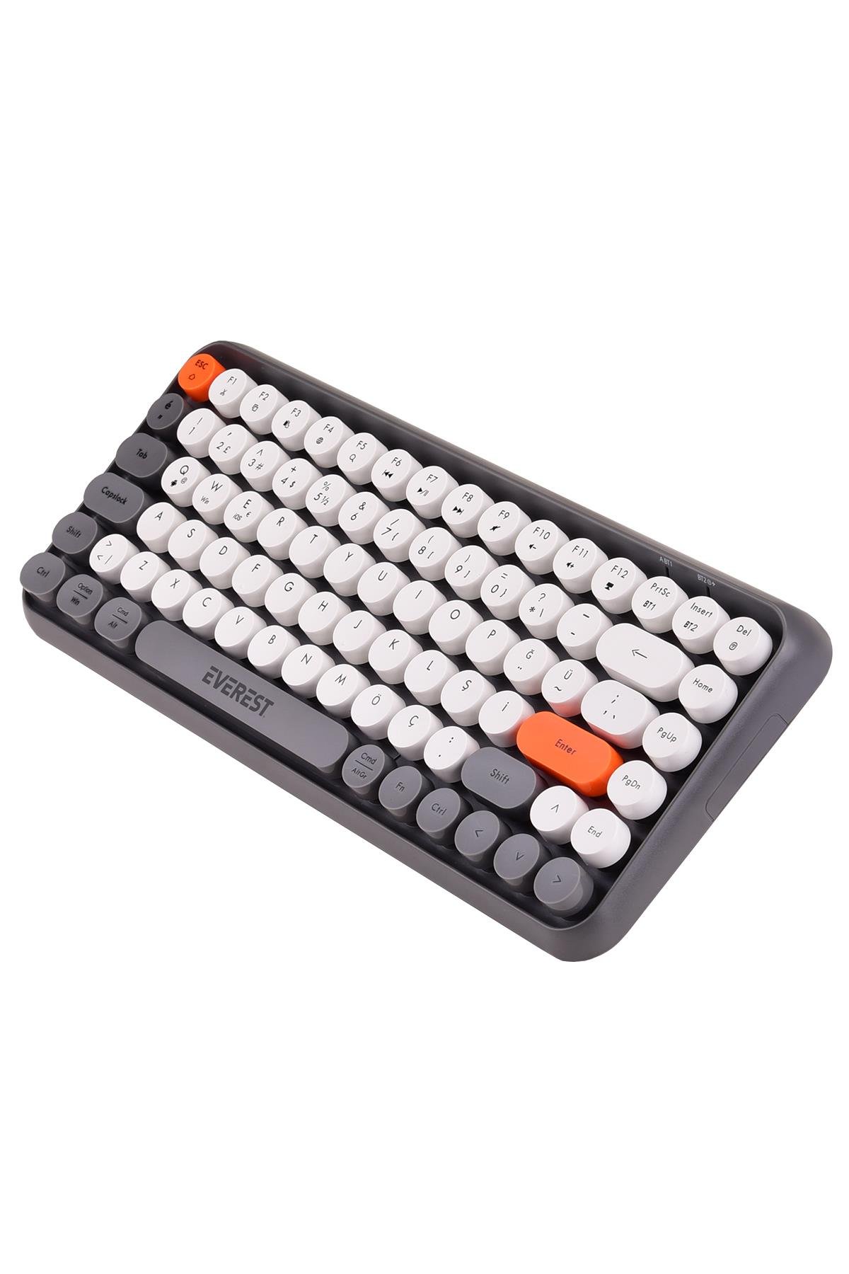 Everest KB-89 CITRUS Gri 2.4G+BT1+BT2 Çoklu Cihaz Bağlantılı Q Kablosuz klavye