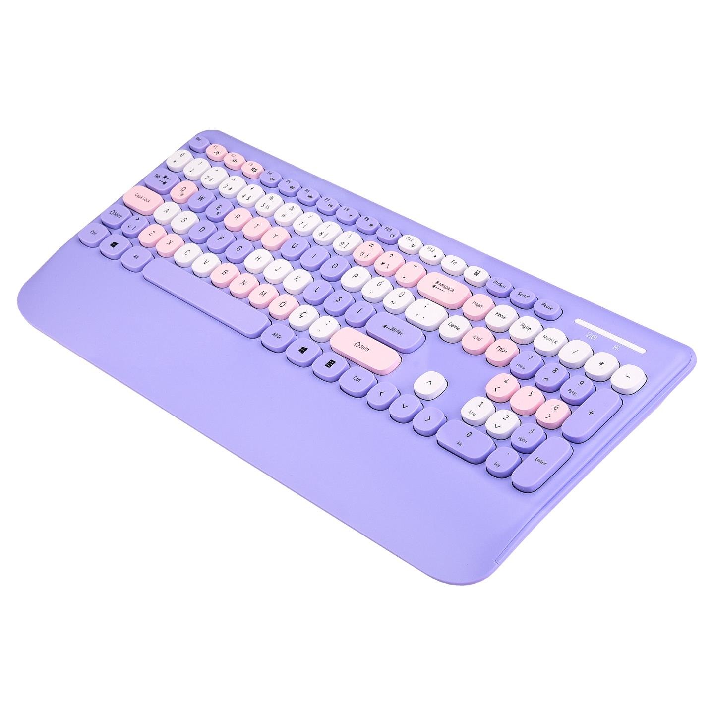 Everest KM-6281 CANDY Renkli Tuşlu Mor Kablosuz Q Multimedia Klavye + Mouse Set