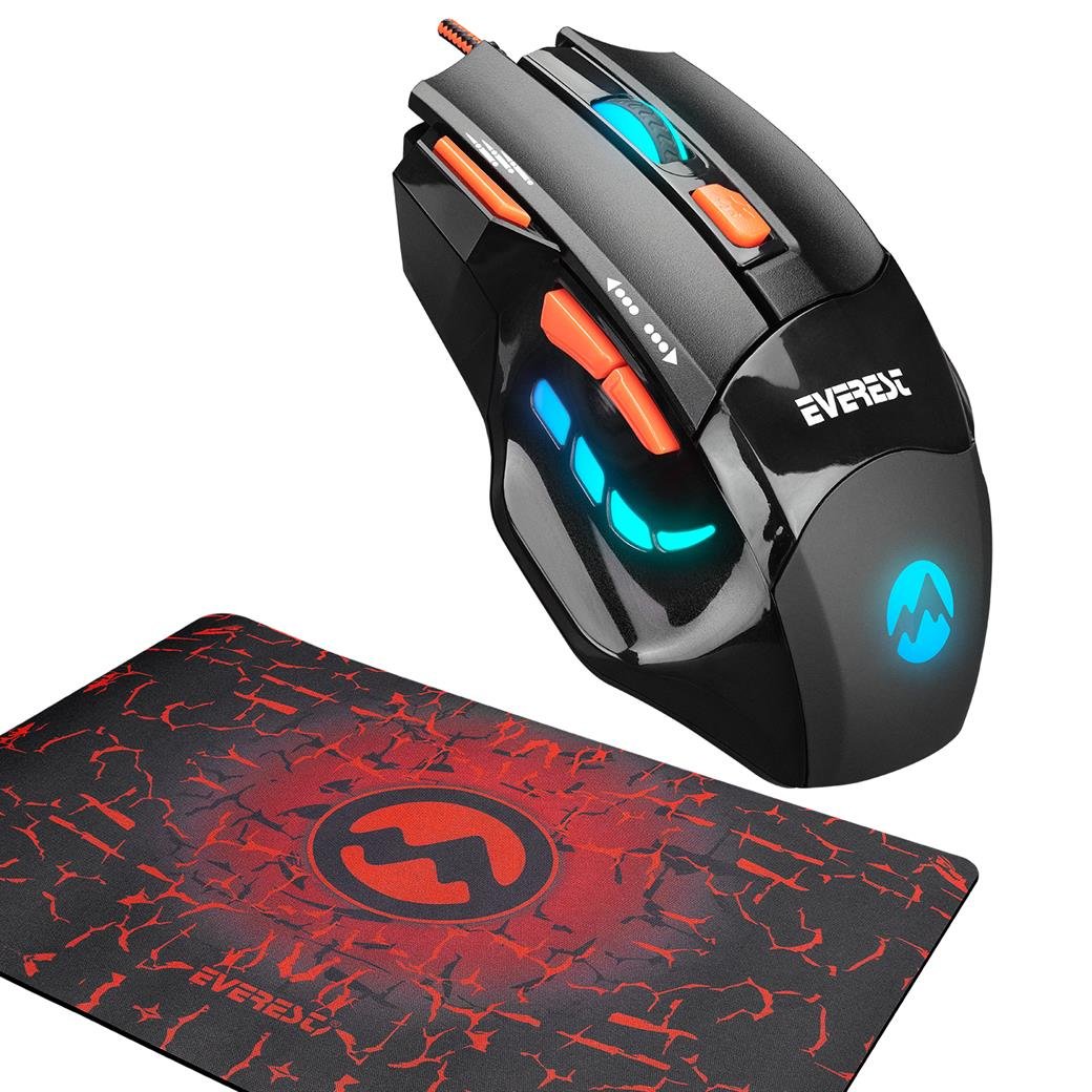 Everest SGM-X7 Usb Siyah Makrolu 7200dpi Oyuncu Mouse +Gaming Mouse Pad