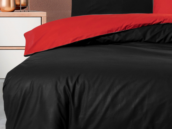 FİRUZE %100 PAMUK RANFORCE TEK KİŞİLİK NEVRESİM TAKIMI (TREND-KIRMIZI-SİYAH)