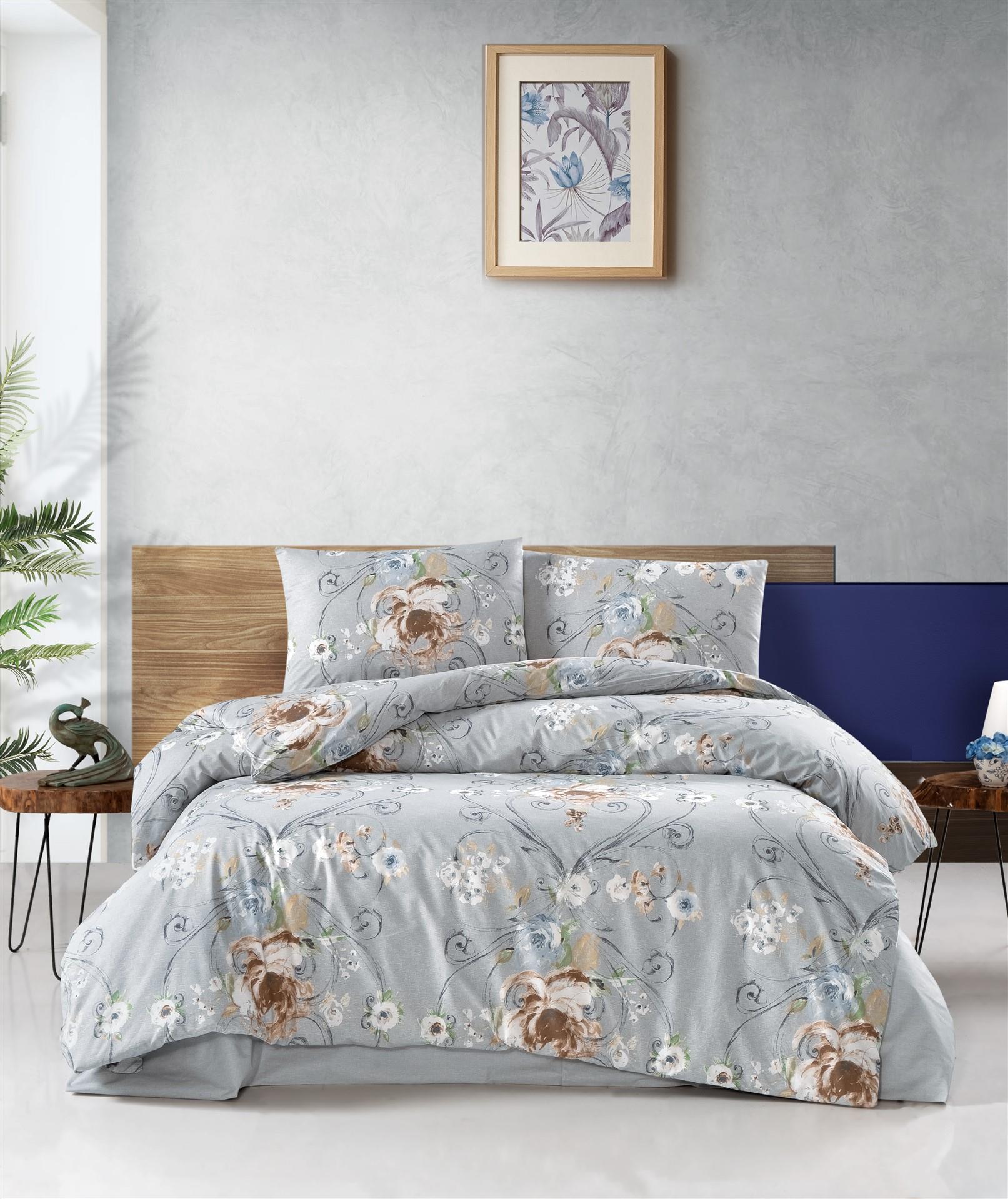 FİRUZE ÇARŞAFI LASTİKLİ RANFORCE ÇİFT KİŞİLİK NEVRESİM TAKIMI (ALİZE)