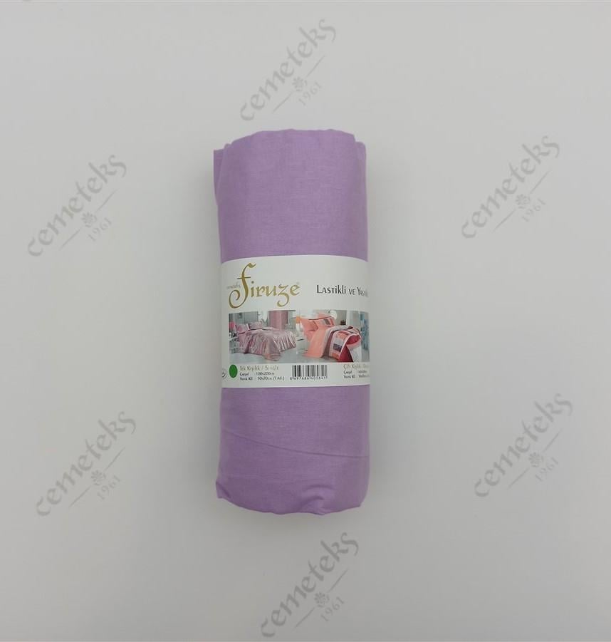 FİRUZE CRETON TEK KİŞİLİK LASTİKLİ FİTTED ÇARŞAF (52 TEL) (LİLA)