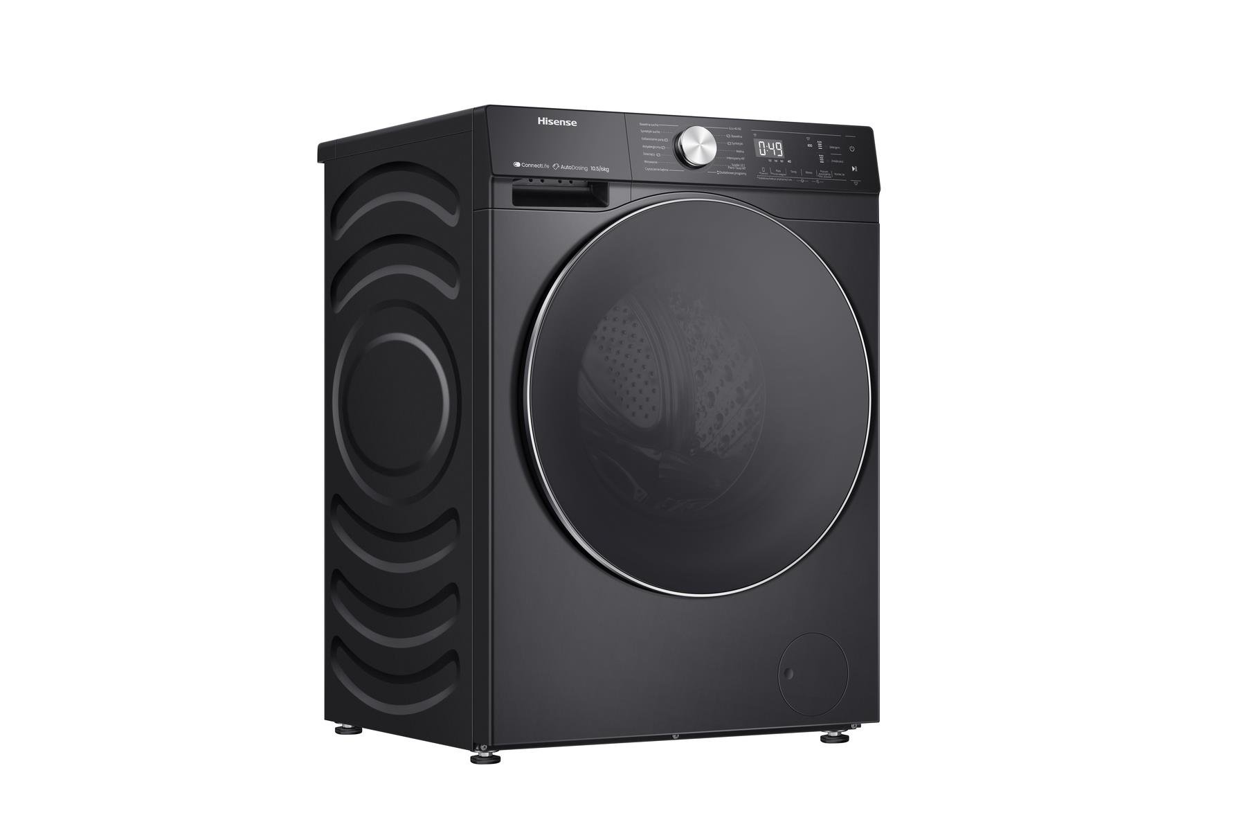 HISENSE WD5S1045BB 10KG YIKAMA 6 KG KURUTMA 1400 DEVİR KURUTMALI SİYAH ÇAMAŞIR MAKİNESİ