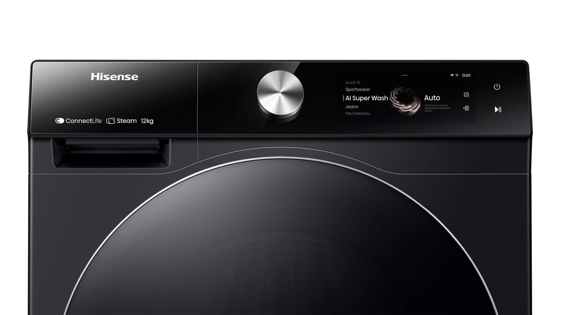 HISENSE WF7S1247BB 1400 DEVİR 12 KG WIFI A SINIFI INV ÇAMAŞIR MAKİNESİ SİYAH