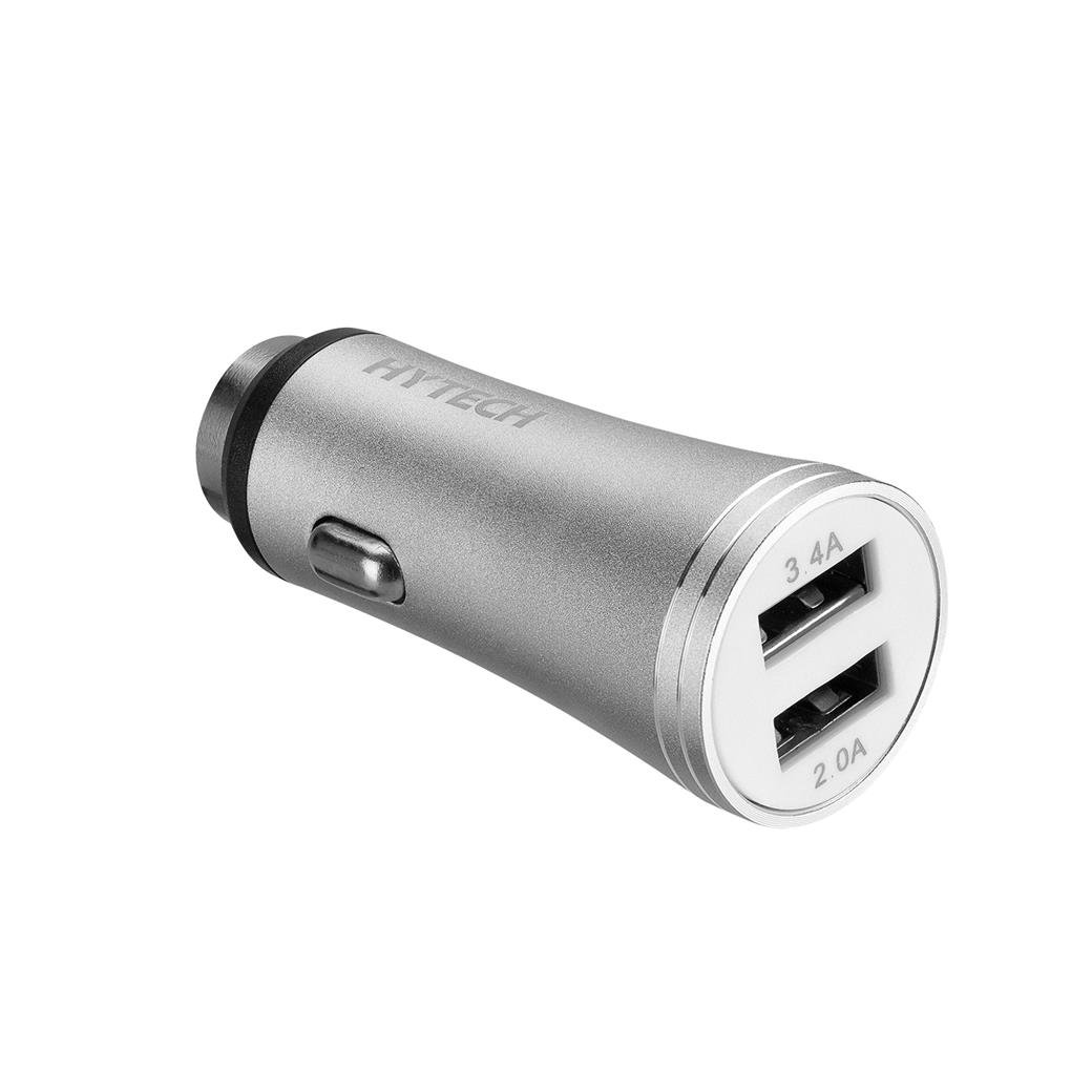 Hytech HY-X60 3.4A Hızlı Şarj 2 USB Gümüş Metal Araç Şarj Cihazı