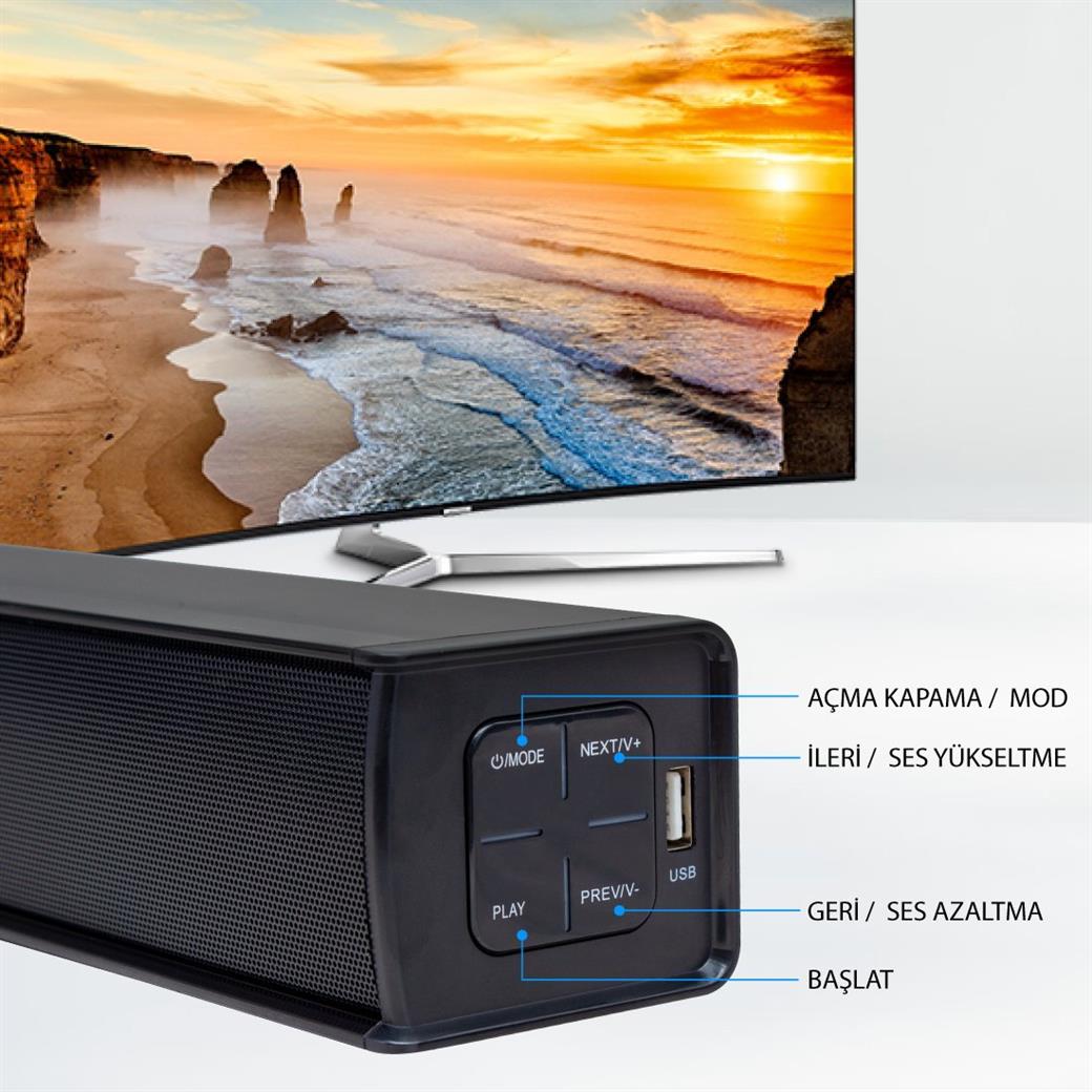 MAGICVOICE MV-8809 2.0 CH 60W RMS BT/HDMI/AUX KUMANDALI SOUND BAR 