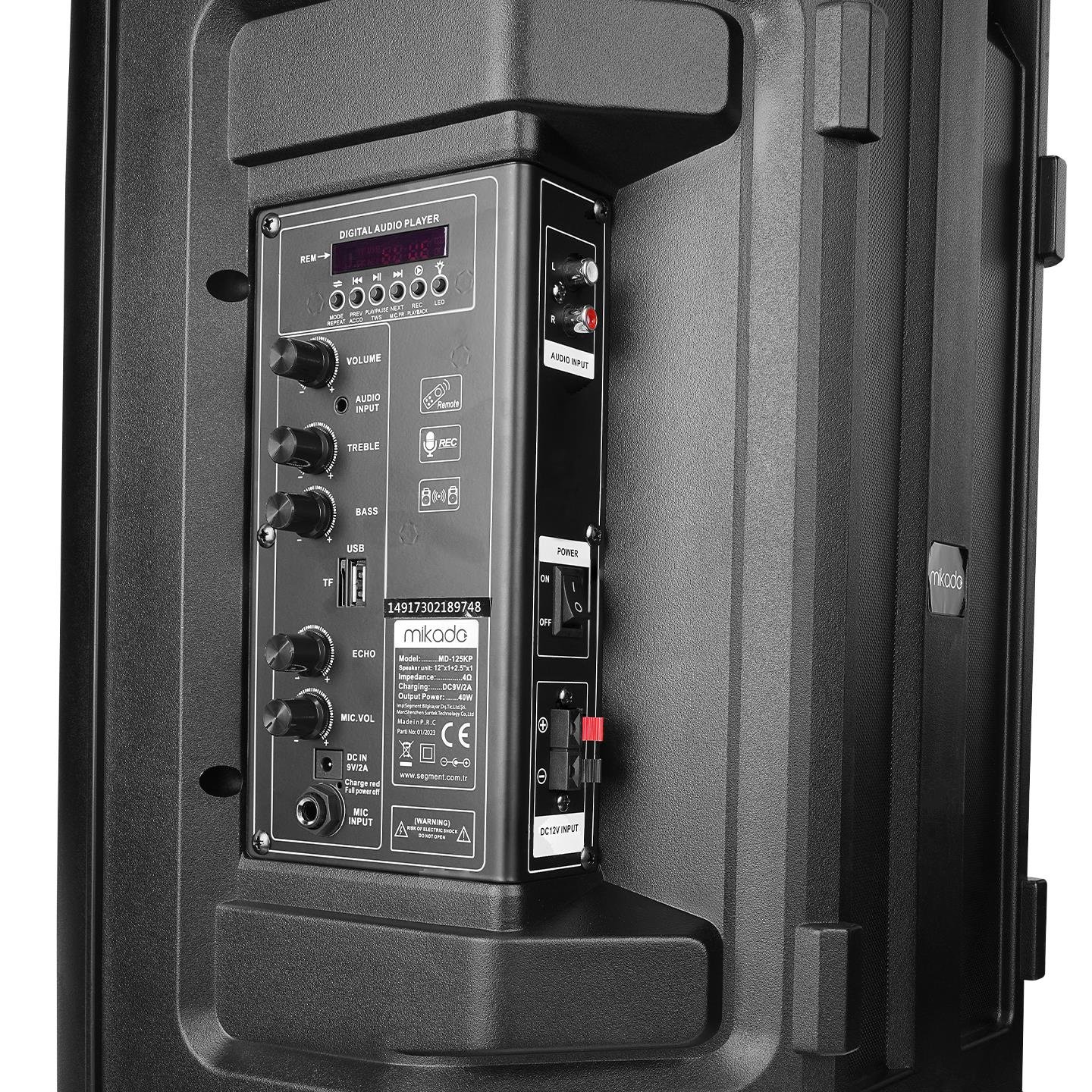 Mikado MD-125KP 40W USB/BT/TF/TWS Led Işıklı Kablosuz ve Kafa Mikrofonlu Toplantı-Parti Hoparlörü