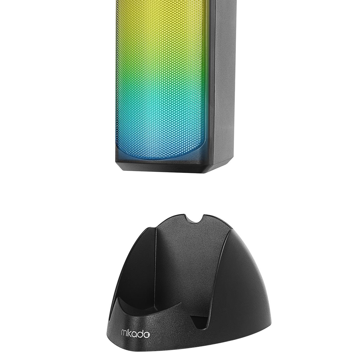 Mikado MD-183 2.0 3W*2 Bluetooth Siyah RGB Aydınlatmalı USB + 3.5mm USB 5V Speaker Hoparlör