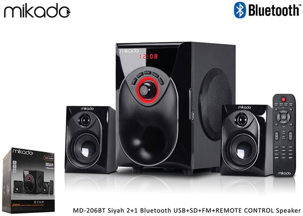 Mikado MD-206BT Siyah 2+1 Bluetooth USB+SD+FM+ REM