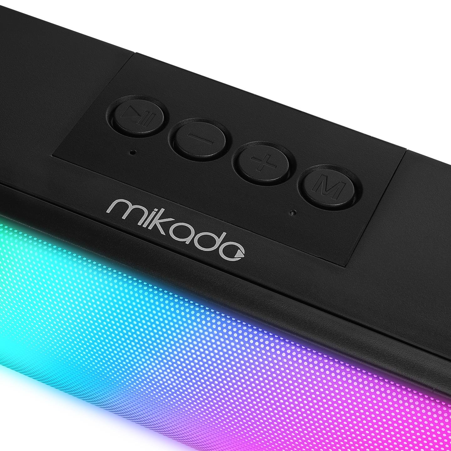 Mikado MD-SBT25 Siyah 5W*2 1200mAh BT,RGB,TF Card,Type-C ,USB Soundbar Speaker