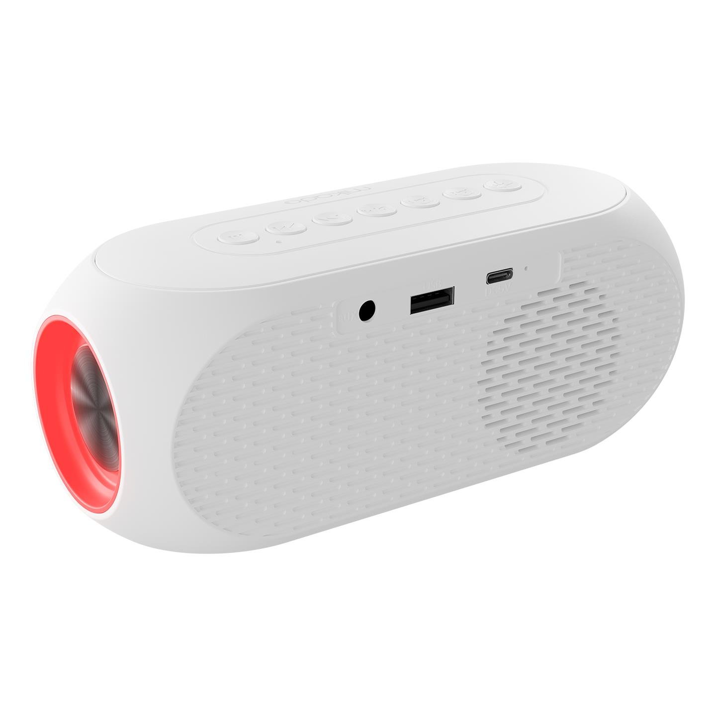 Mikado MD-W6 1200mAh 5W Beyaz Bluetooth-Aux-Derece-Usb Double Alarmlı Saat Speaker