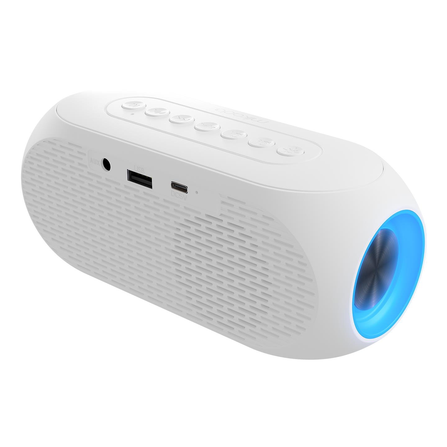 Mikado MD-W6 1200mAh 5W Beyaz Bluetooth-Aux-Derece-Usb Double Alarmlı Saat Speaker