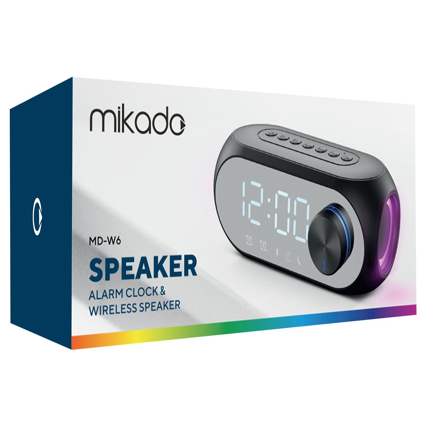 Mikado MD-W6 1200mAh 5W Siyah Bluetooth-Aux-Derece-Usb Double Alarmlı Saat Speaker