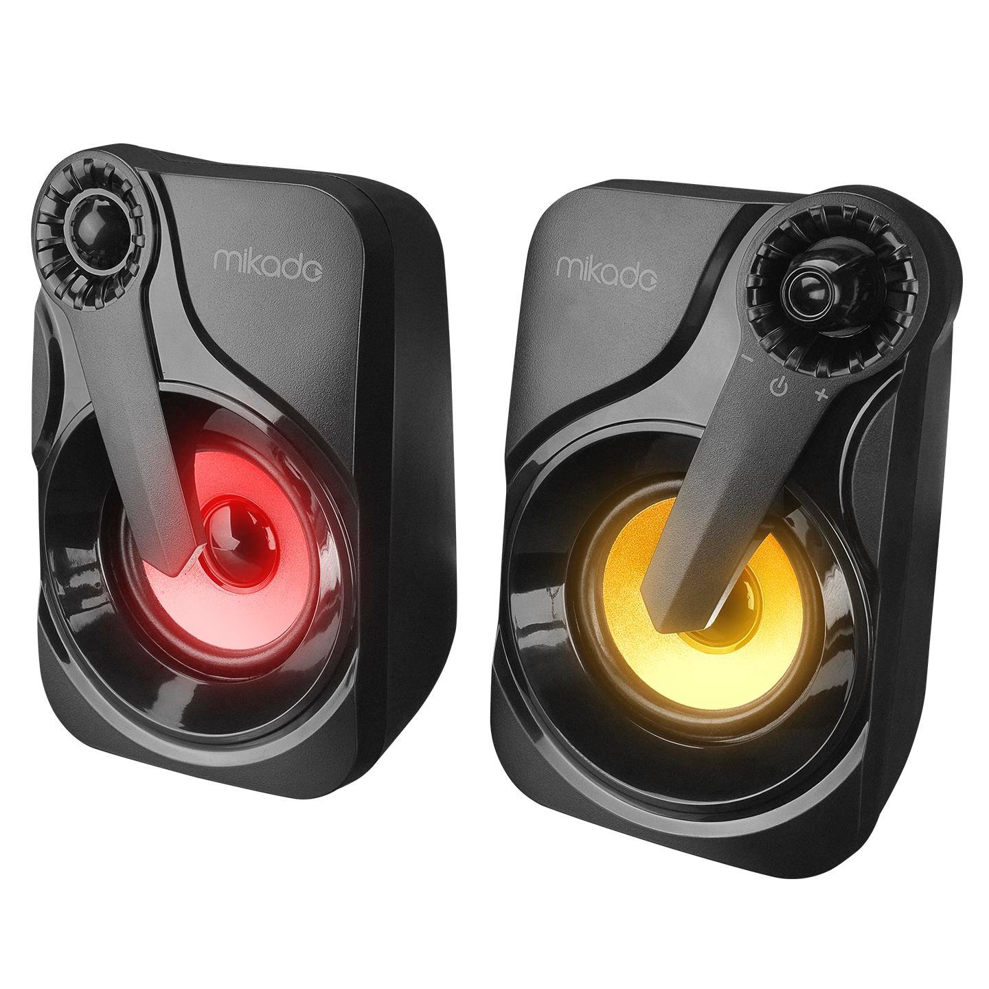 Mikado MD-X27 2.0 Multimedia 3W*2 Black 5V USB LED Illuminated Speaker