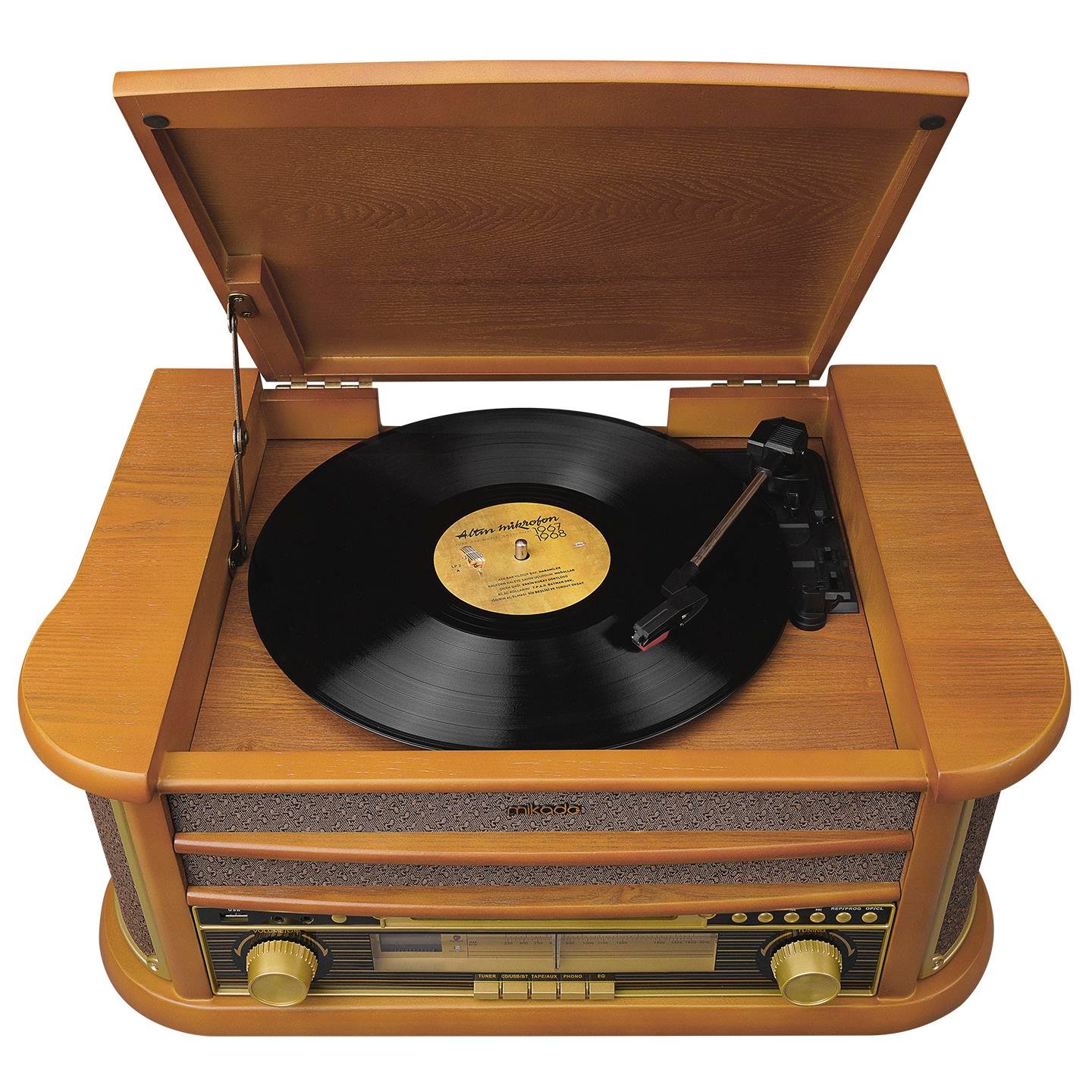 Mikado Nostalgia MN-P325 DÖNENCE Pikap Ahşap 2X5W Stereo Speaker MP3 Çalar USB-Radyo-CD-Kaset -BT Müzik Kutusu